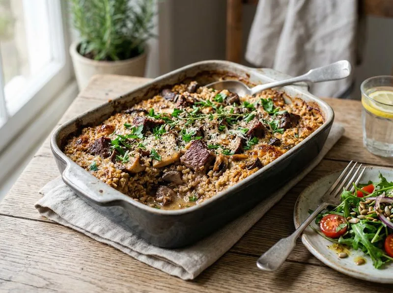 Baked Beef Mushrooms Oats