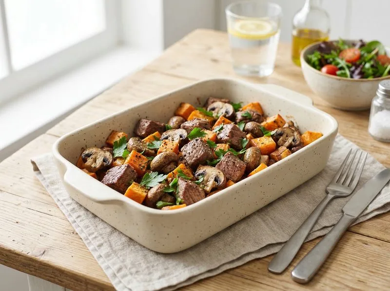 Baked Beef Mushrooms Sweet potato