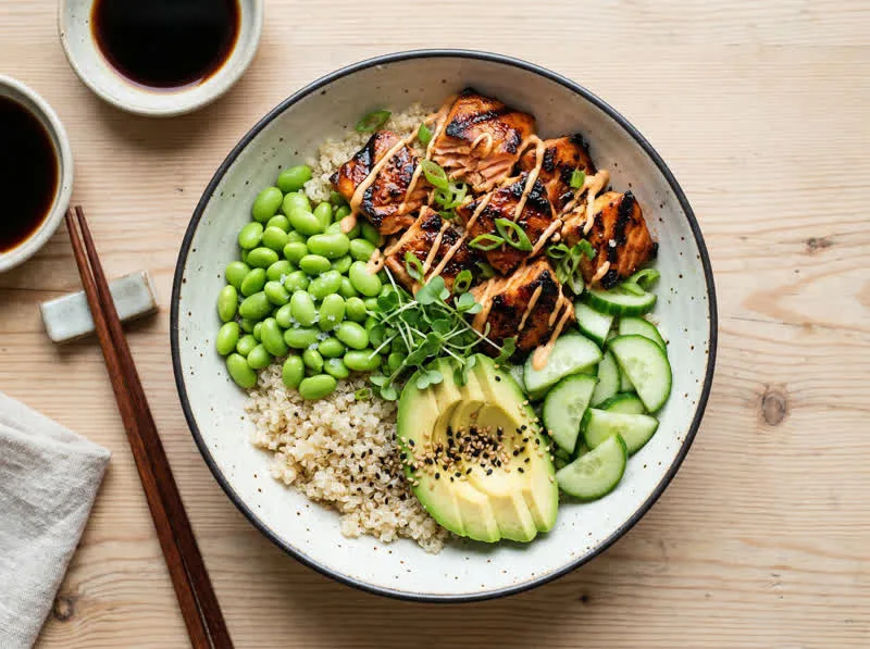 Grilled Salmon Quinoa Bowl