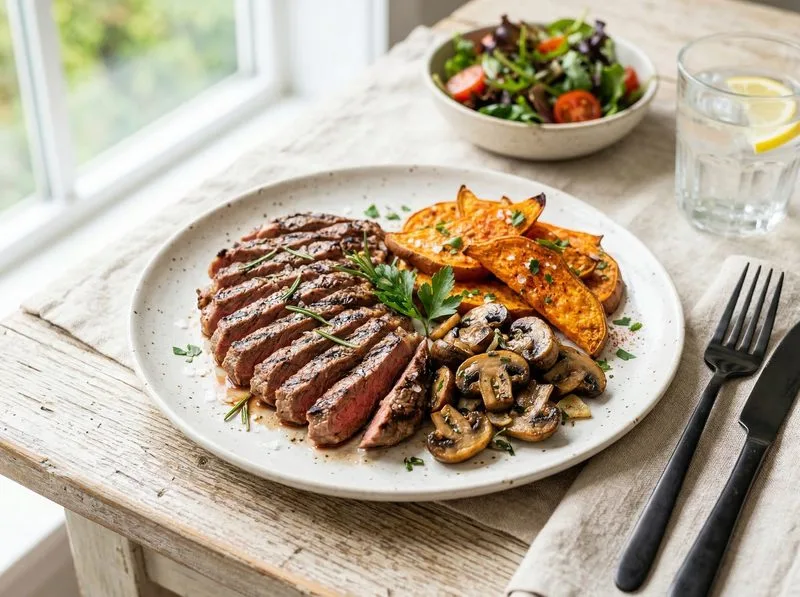 Grilled Beef Mushrooms Sweet potato