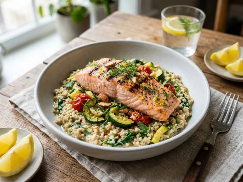 Grilled Salmon Zucchini Oats