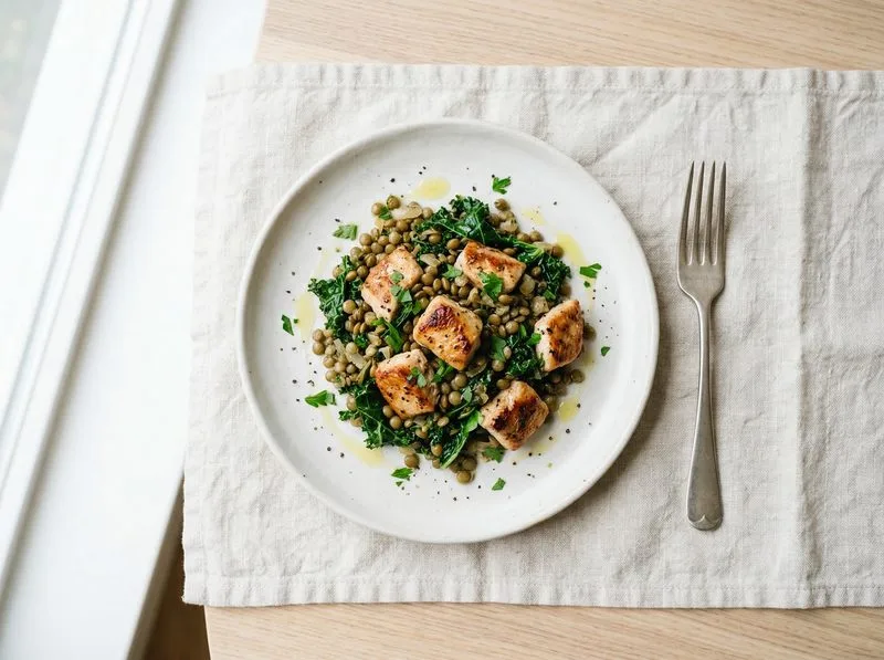 Pan-seared Turkey Kale Lentils