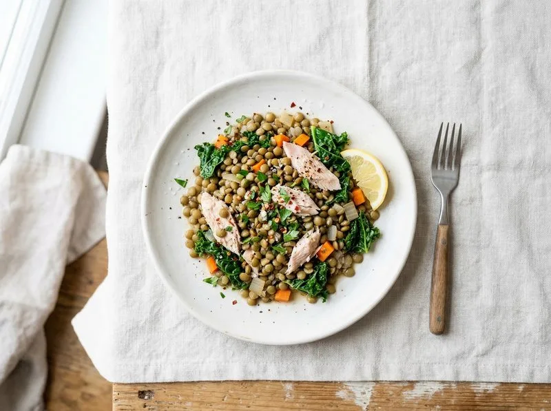 Steamed Turkey Kale Lentils